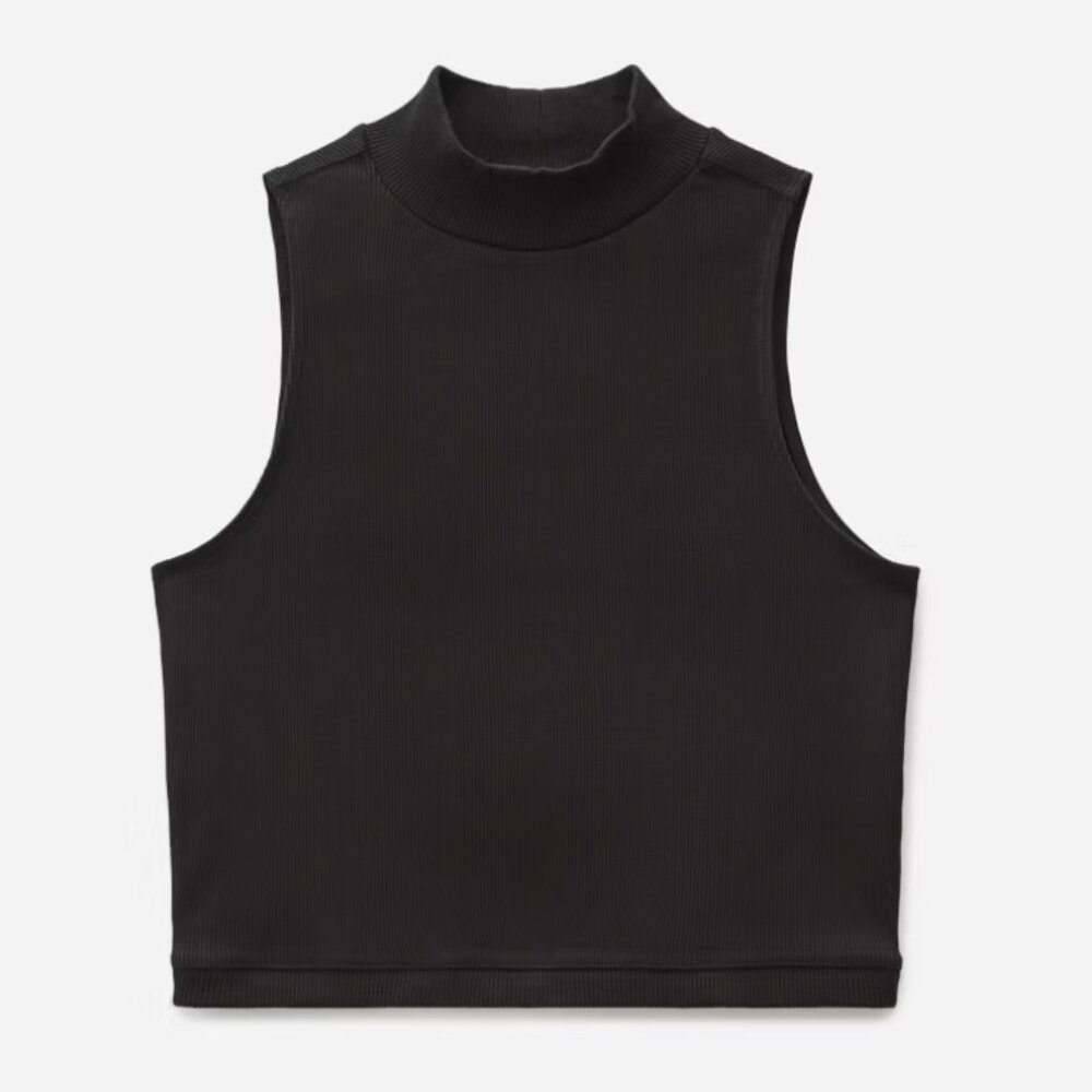 Everlane Ribbed Mockneck Tank in Black
